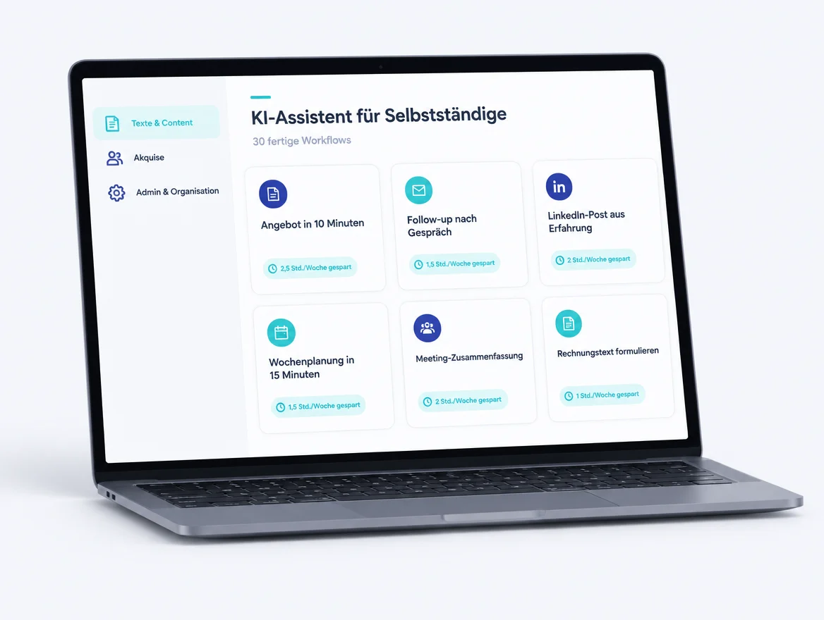 Dashboard „KI-Assistent für Selbstständige